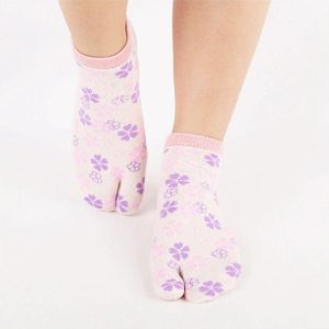 5 Paar Japanse Sokken Roze Bloemen