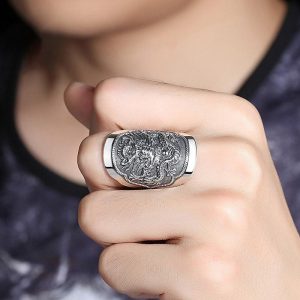 Brede Japanse Zilveren Ring