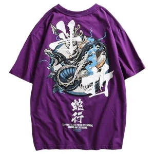 Japans T-shirt Hemelse Slang - Paars