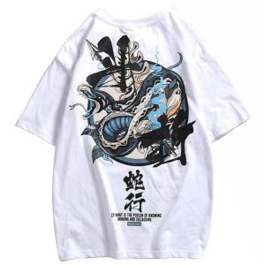 Japans T-shirt Hemelse Slang - Wit