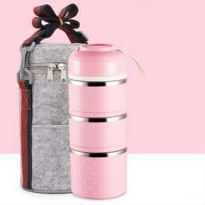 Japanse Bento Box Roestvrij Staal - Roze