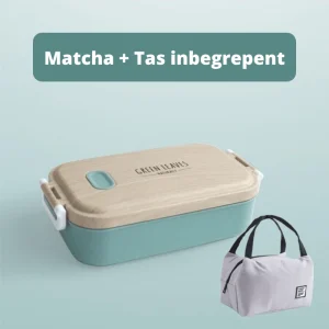 Japanse Bento Box Roestvrij Staal - Matcha + Bento tas