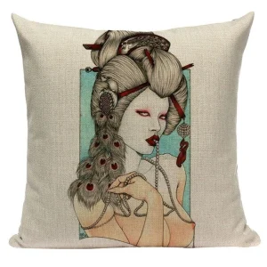 Japanse Geisha Pauw Kussenhoes