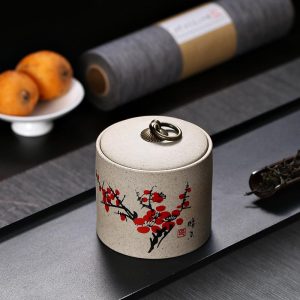 Japanse Keramische Thee Doos - Plum