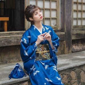 Japanse Kimono Blauw en Toebehoren - M