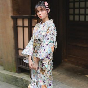 Japanse Kimono Lang Wit - M