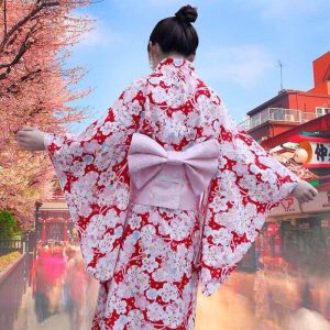Japanse Kimono Rood Vrouwen - M