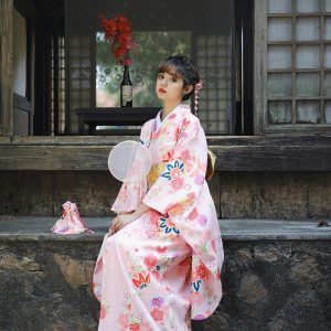 Japanse Kimono Roze Furisode - M