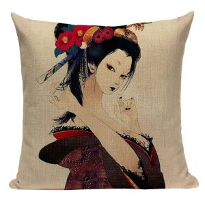 Japanse Kussensloop Mooie Geisha