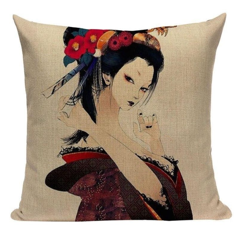 Japanse Kussensloop Mooie Geisha
