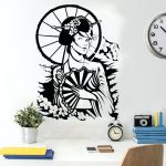 Japanse Muursticker Geisha - 56 x 77cm