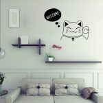 Japanse Muursticker Kinderen Kat - 79X57cm