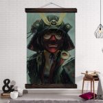 Japanse Poster Vrouw Samurai Helm - 70x105CM