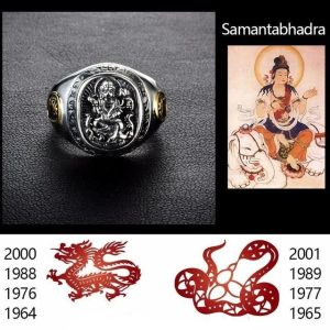 Japanse Ring Boeddhistische Symbolen - Samantabhadra