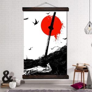 Japanse Schilderij Bloedige Katana - 70x105CM
