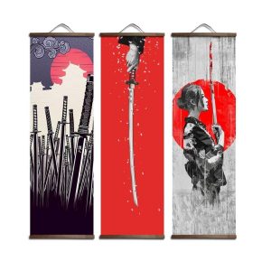 Japanse Schilderij Drie Motieven - 40x128CM