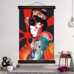 Japanse Schilderij Geisha Kleur - 70x105CM