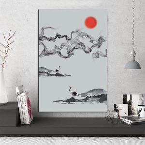 Japanse Schilderij Kraanvogel - 70x105CM