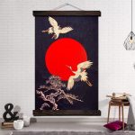 Japanse Schilderij Kraanvogel in Japan - 70x105CM