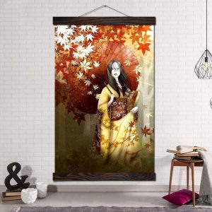 Japanse Schilderij Vrouw met Kimono - 70x105CM