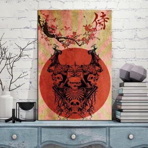 Japanse Schilderij Zonsopgang Doodskop - 70x105CM