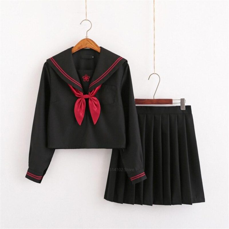 Japanse Schooluniform Zwart - Set met lange mouwen