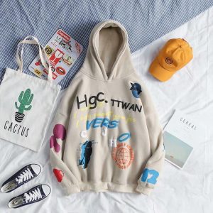 Japanse Streetwear Hoodie - Beige