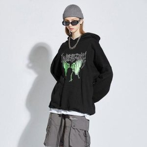 Japanse Sweater Macabre Vlinder - Grijs
