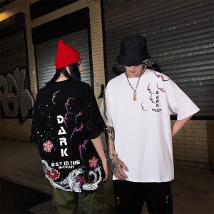 Japanse T-shirt Dark Wave - Wit