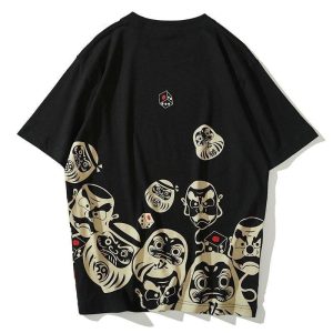 Japanse T-shirt Daruma - Zwart