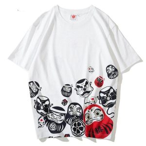 Japanse T-shirt Daruma - Wit