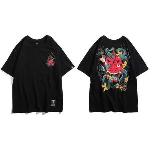 Japanse T-shirt Demonic - Zwart