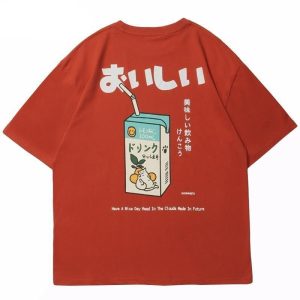 Japanse T-shirt Harajuku-stijl - Oranje