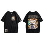 Japanse T-shirt Uprising Kat - Zwart