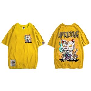 Japanse T-shirt Uprising Kat - Geel