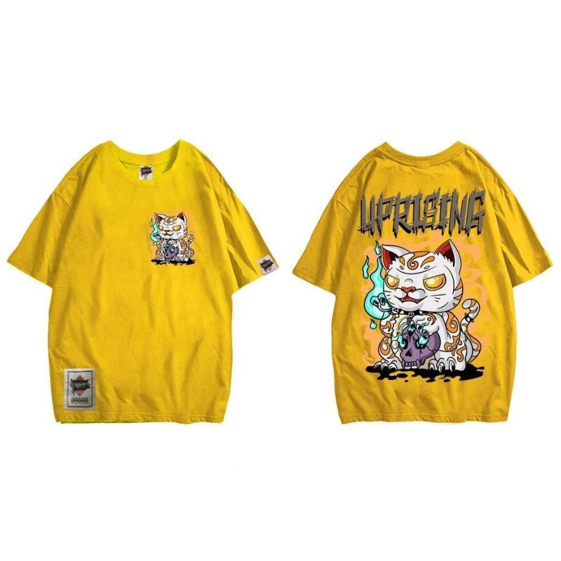 Japanse T-shirt Uprising Kat - Geel