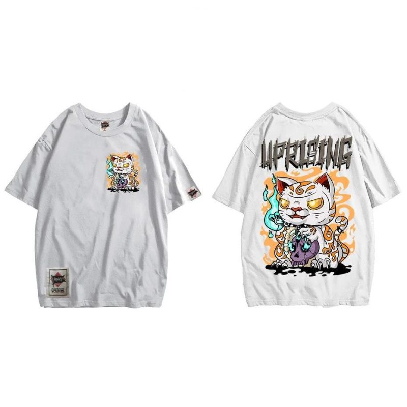 Japanse T-shirt Uprising Kat - Wit