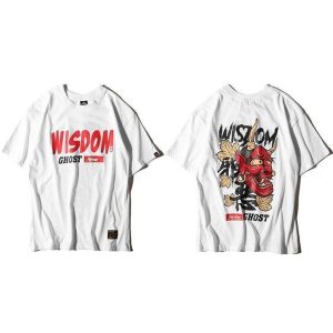 Japanse T-shirt Wisdom Ghost - Wit