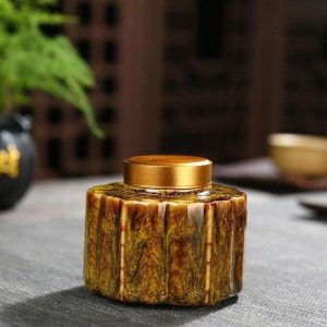 Japanse Thee Doos Vintage Kleurrijk - Klein geel doosje