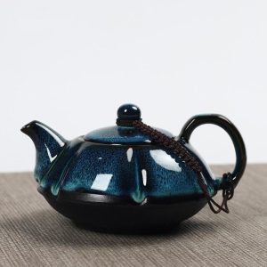 Japanse Theepot Donker Turkoois Blauw