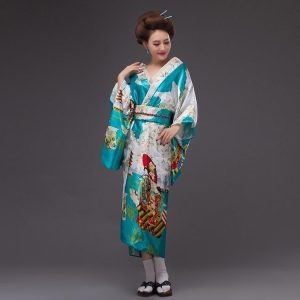 Kimono Lang Blauw Traditioneel