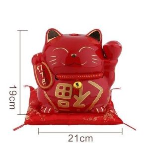 Kleine Gekleurde Maneki Neko - Rode