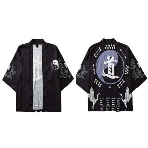 Korte Zwarte Kimono - XXL