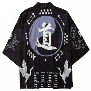 Korte Zwarte Kimono