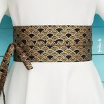 Obi-riem in Goud met Seigaiha Patroon - L