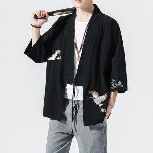 Traditionele Korte Kimono - Zwart