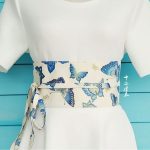 Witte Obi-riem met Vlindermotief - L