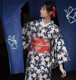 Zwarte Kimono met Bloemen - M